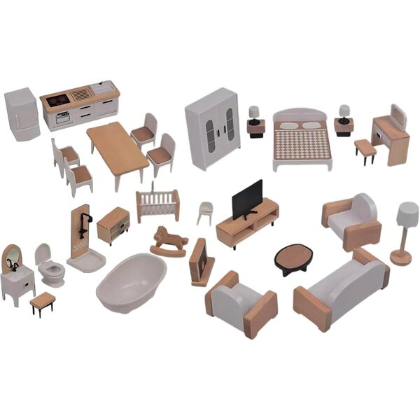Mobili in Legno per Casa delle Bambole – Set Arredamento Miniatura Sicuro e Realistico