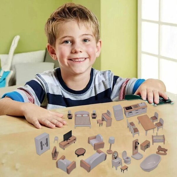 Mobili in Legno per Casa delle Bambole – Set Arredamento Miniatura Sicuro e Realistico