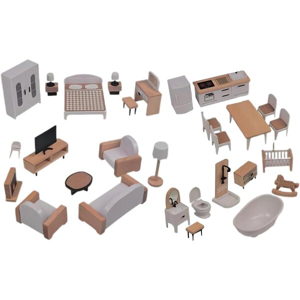 Mobili in Legno per Casa delle Bambole – Set Arredamento Miniatura Sicuro e Realistico