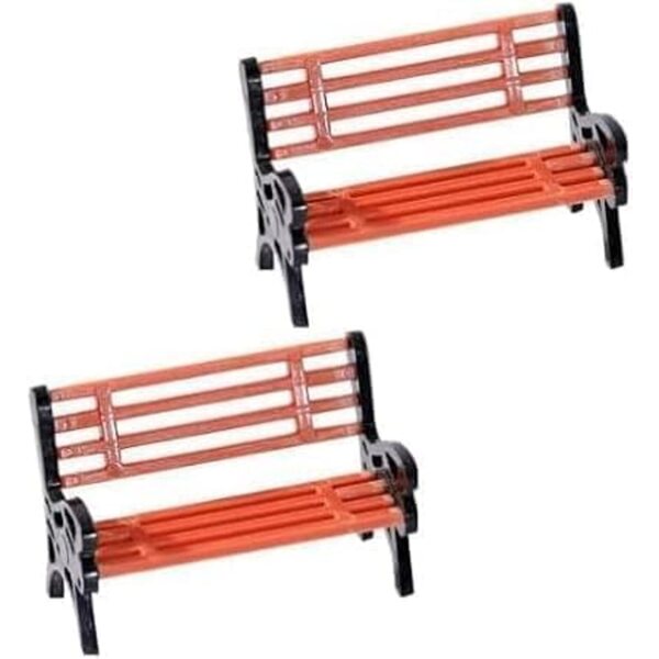 Set 2 mini panchine da parco in miniatura per casa delle bambole e giardino fatato