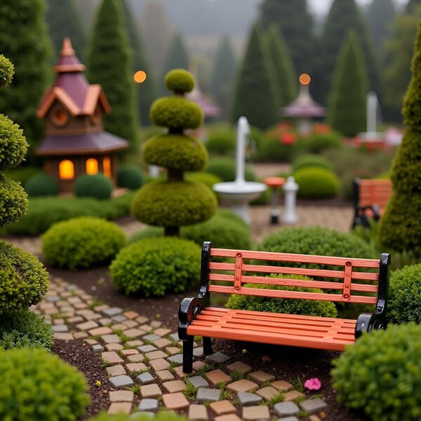 Set 2 mini panchine da parco in miniatura per casa delle bambole e giardino fatato