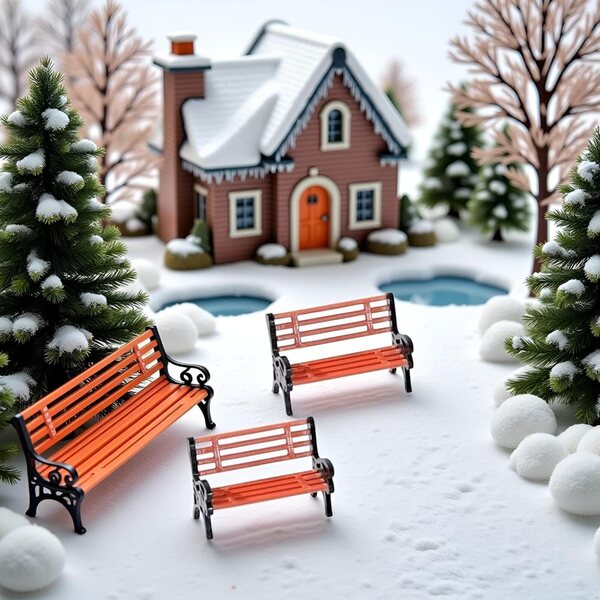 Set 2 mini panchine da parco in miniatura per casa delle bambole e giardino fatato