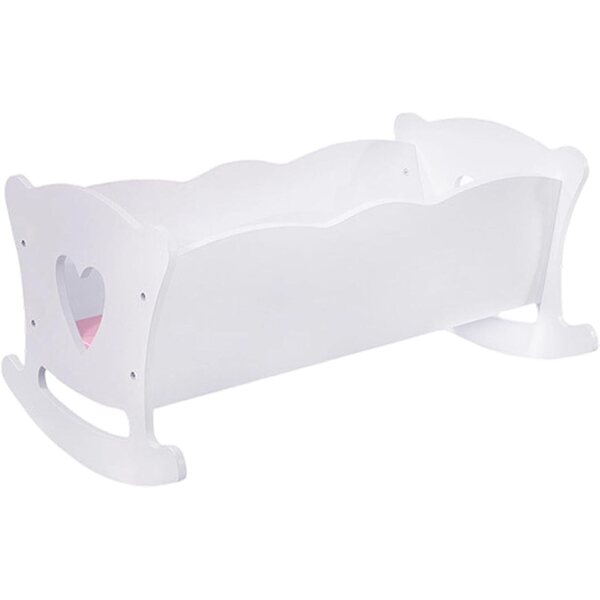 Lettino per bambole in legno con base a dondolo e set completo per bambini
