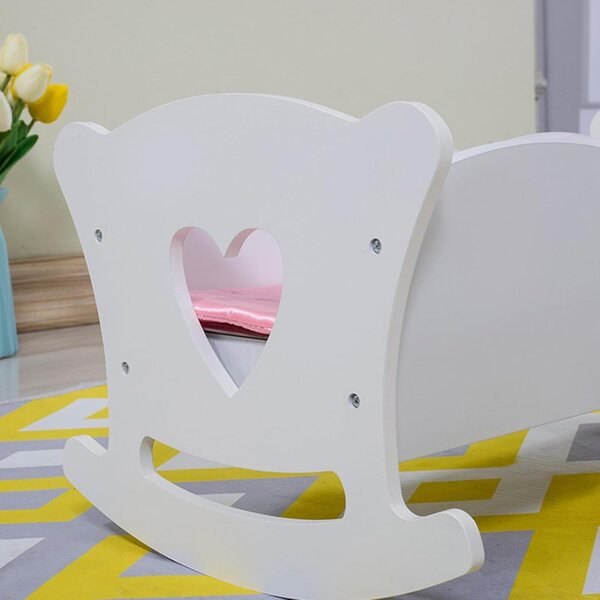 Lettino per bambole in legno con base a dondolo e set completo per bambini