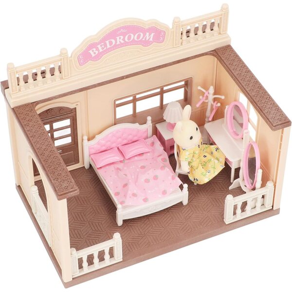 Hasen-Puppenhaus-Set mit Möbeln 1:12 und Hase aus sicherem ABS-Kunststoff