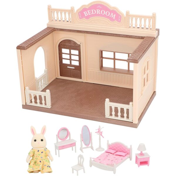 Hasen-Puppenhaus-Set mit Möbeln 1:12 und Hase aus sicherem ABS-Kunststoff