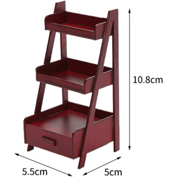 GIVBRO Minischrank 1:12 Puppenhaus 3 Ebenen aus Holz mit Schublade