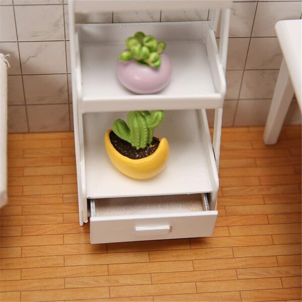 GIVBRO Minischrank 1:12 Puppenhaus 3 Ebenen aus Holz mit Schublade