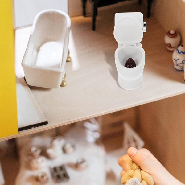 HEMOTON Mini Toilette Bianca Realistica per Casa delle Bambole 6x5,5 cm