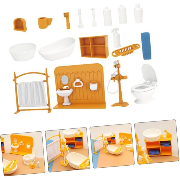 HEMOTON Set Mobili Bagno Miniatura per Casa delle Bambole, Realistici e Portatili