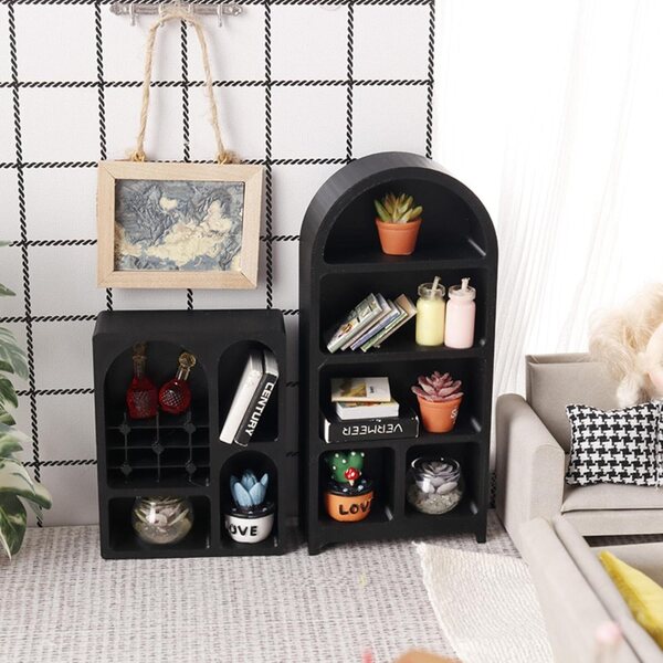 1:12 Puppenhaus Mini-Bücherregal, realistische Dekoration für Bühnenmöbel
