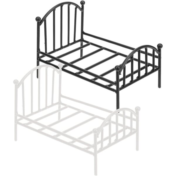 Letto in miniatura in metallo per casa delle bambole 16x11x10 cm - design vintage elegante