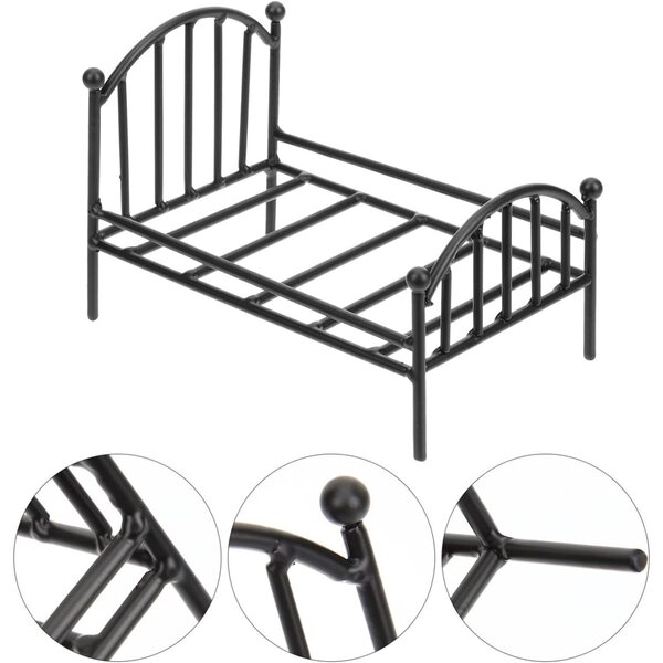Letto in miniatura in metallo per casa delle bambole 16x11x10 cm - design vintage elegante
