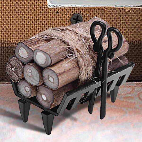 Miniatur-Brennholzregal aus Metall und Holz, detaillierte Dekoration 1:12