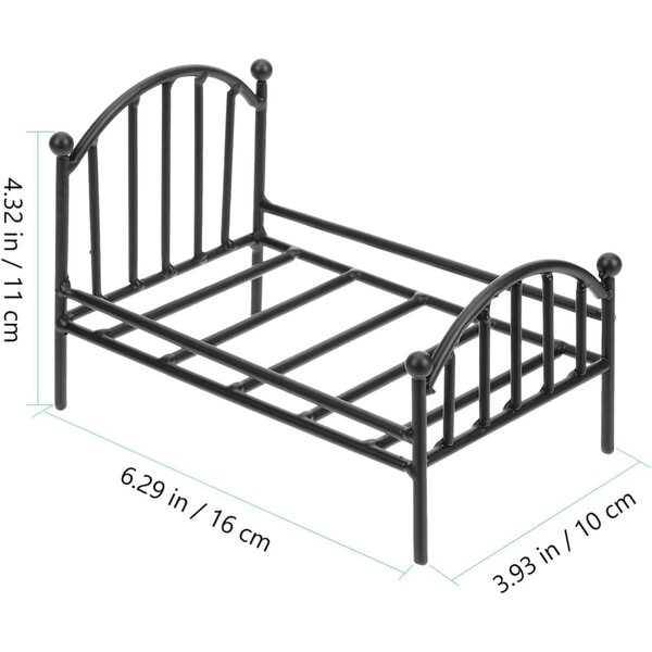 1:12 Miniatur-Metallbett für elegantes Puppenhaus im Vintage-Stil
