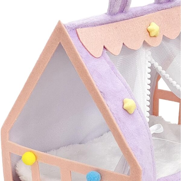 Letto a Tenda per Bambole in Peluche MotiveTech - Accessorio Miniatura Decorativo