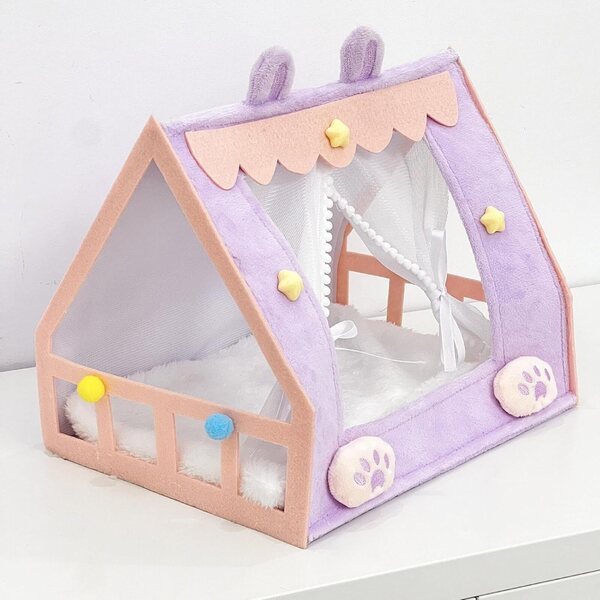 Letto a Tenda per Bambole in Peluche MotiveTech - Accessorio Miniatura Decorativo