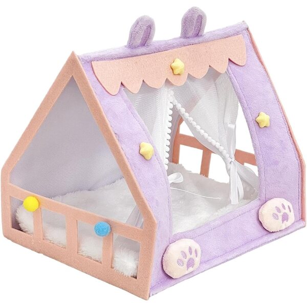 Letto a Tenda per Bambole in Peluche MotiveTech - Accessorio Miniatura Decorativo