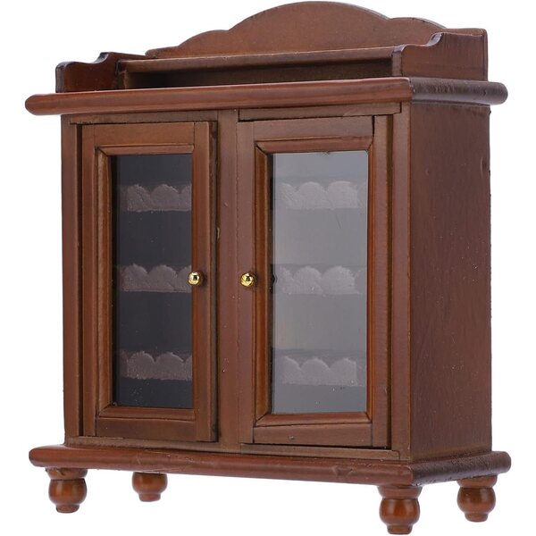 Chrees Armadio in legno per casa delle bambole 1:12, classico e dipinto a mano noce