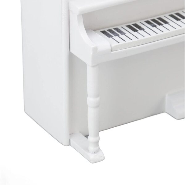 Chrees Pianoforte per Casa delle Bambole 1:12 in Betulla con Sgabello Musicale Bianco