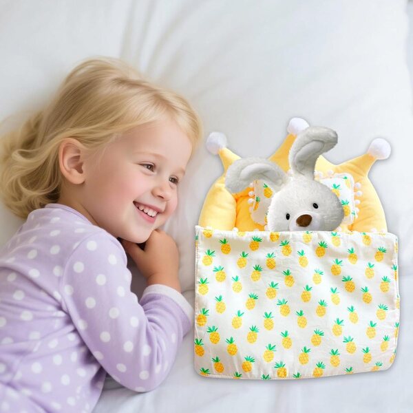 Plüschbettwäsche für 20-cm-Puppen, 3-teiliges Set, Komfort und Design
