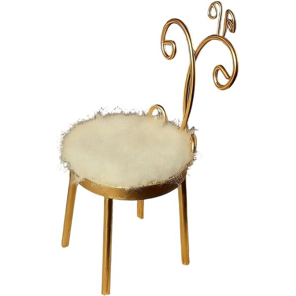 Miniatura Sedia Metallo 1:12 per Casa delle Bambole, Accessorio Decorativo Oro