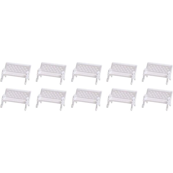 Miniatuur witte banken en stoelen in IC, set van 10 of 100 stuks voor poppenhuizen en terraria