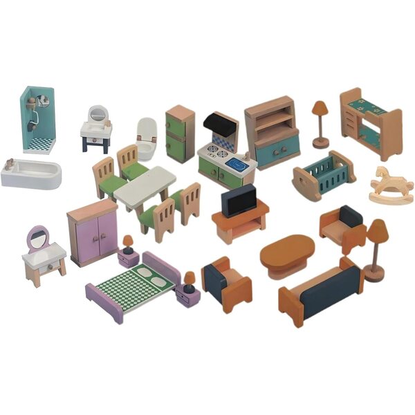 Holzmöbel für Miniatur-Puppenhäuser – Lern- und Kreativspiel