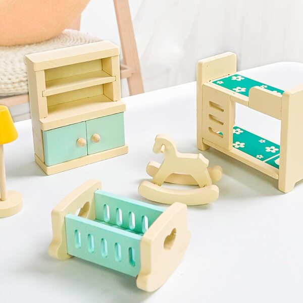 Holzmöbel für Miniatur-Puppenhäuser – Lern- und Kreativspiel