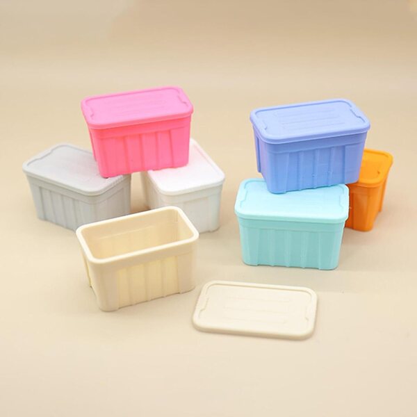 Colcolo Mini Scatola Portaoggetti 1:12 con Coperchio, Organizer Miniatura Grigio