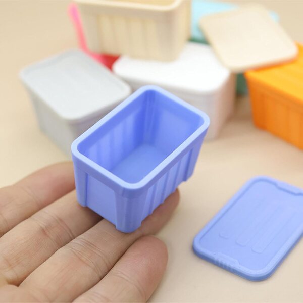 Colcolo Mini Scatola Portaoggetti 1:12 con Coperchio, Organizer Miniatura Grigio