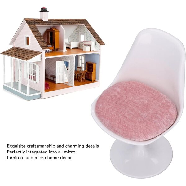 Puppenhaus-Bürostuhl 1:6 Picysa ABS Weiß Rosa ohne Armlehnen