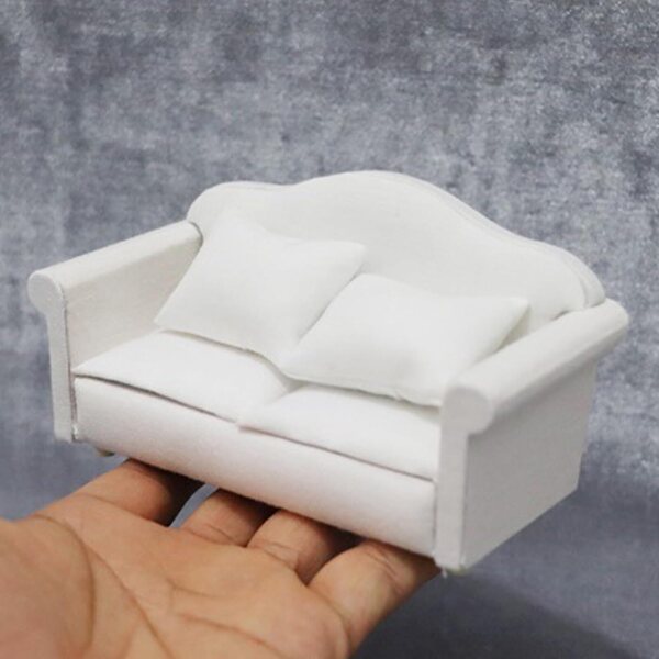 Divano per casa delle bambole 1:12 in legno e tessuto | Mobili miniatura fai da te