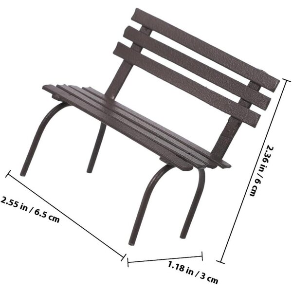 Yardenfun Mini Panca in Ferro per Casa delle Bambole, Set 2 Pezzi, Decorazione Miniatura