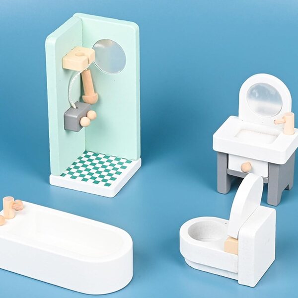 Holzmöbel für Puppenhaus | Sicheres und realistisches Miniaturset für Kinder