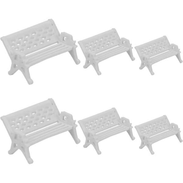 Set 6 Mini Sedie da Giardino in Plastica Leggera Bianche Realistiche NUOBESTY