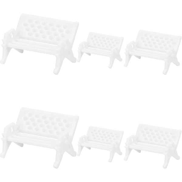 Set 6 Mini Sedie da Giardino in Plastica Leggera Bianche Realistiche NUOBESTY