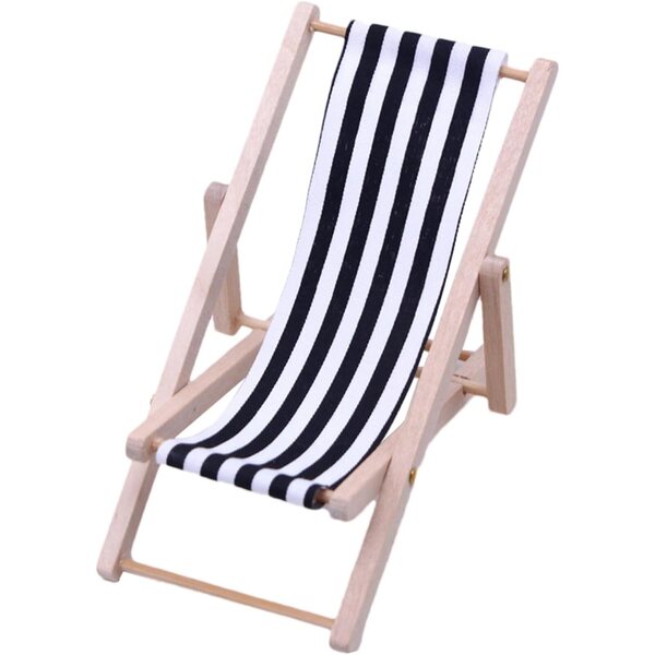 Dekorativer Mini-Liegestuhl aus Holz und Stoff, ideal für Garten und Schreibtisch