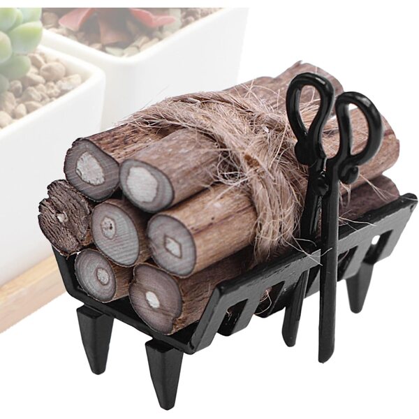Miniatur-Holzregal aus Holz und Metall für Puppenhaus