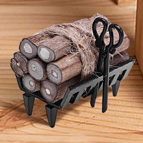 Miniatur-Holzregal aus Holz und Metall für Puppenhaus