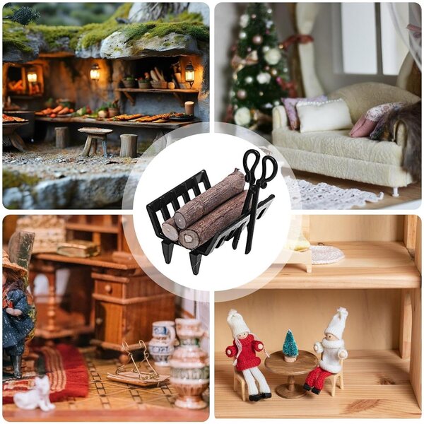 Miniatur-Brennholzregal für Puppenhaus, Küche und Dekoration