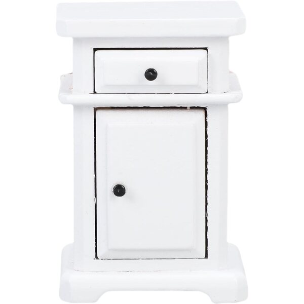 Chrees Comodino in Legno di Betulla Scala 1:12 per Casa delle Bambole Bianco