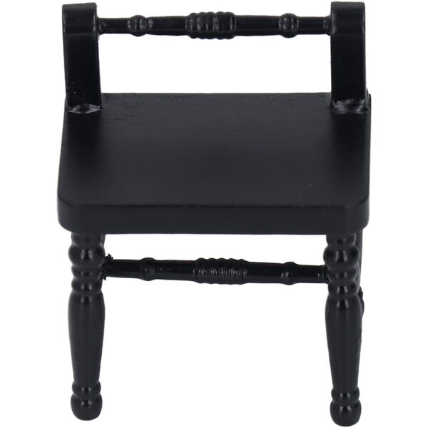 Chrees Tavolo da Trucco in Miniatura 1:12 in Betulla con Sgabello Nero per Casa delle Bambole