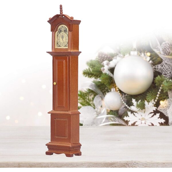 1:12 Mini-Bodenuhr aus Holz mit beweglichem Pendel für Puppenhaus