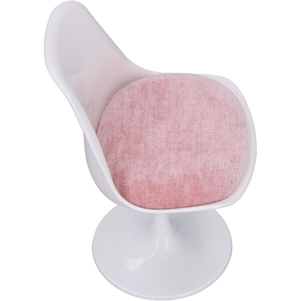 Naroote Sedia Ufficio Casa delle Bambole 1:6 Girevole ABS Bianco Rosa Senza Braccioli