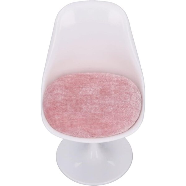 Naroote Sedia Ufficio Casa delle Bambole 1:6 Girevole ABS Bianco Rosa Senza Braccioli