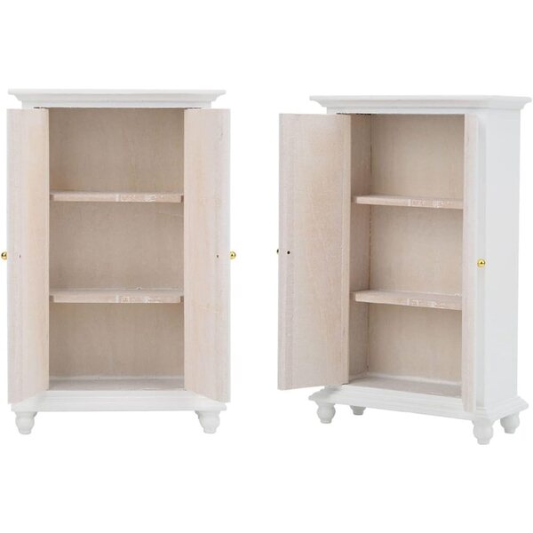 1:12 Weißer Holzschrank für Doppeltür-Puppenhaus 15,4 cm