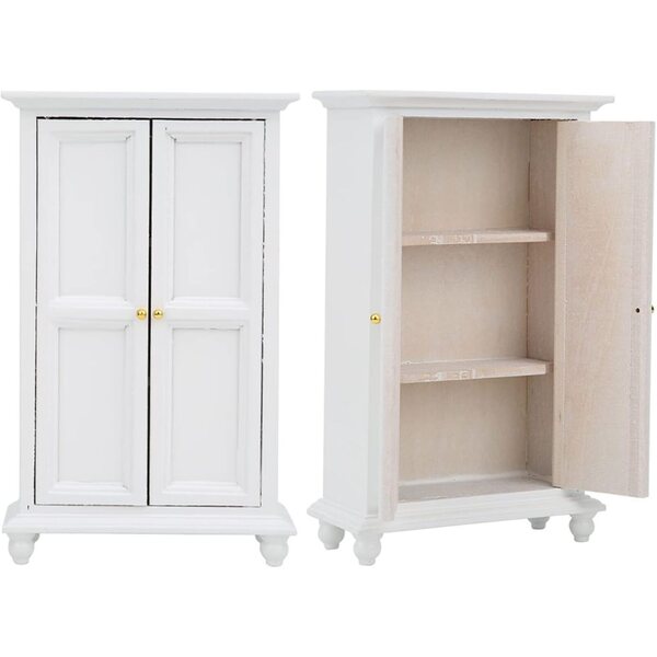 1:12 Weißer Holzschrank für Doppeltür-Puppenhaus 15,4 cm