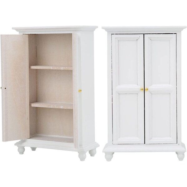 1:12 Weißer Holzschrank für Doppeltür-Puppenhaus 15,4 cm