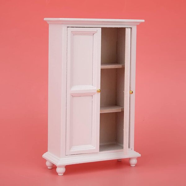 1:12 Weißer Holzschrank für Doppeltür-Puppenhaus 15,4 cm